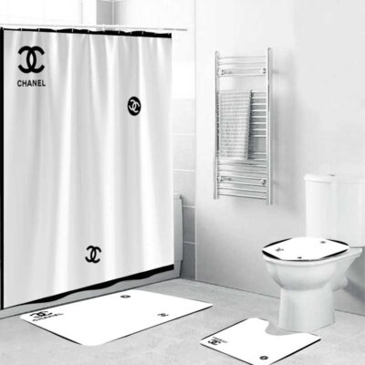 Chanel Shower Curtain White And Beautiful Black Luxury Bathroom Set BRS810