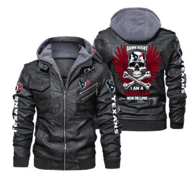 Houston Texans Damn Right I am a Texans Fan win or lose Leather Jacket LJ1380