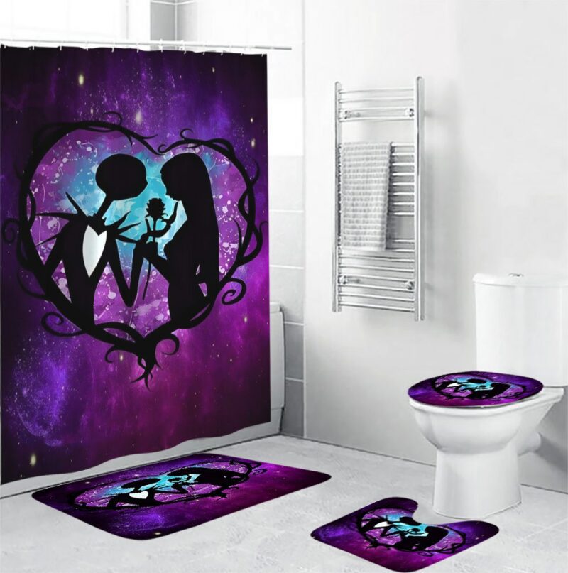 Jack Skellington And Sally In Love Bathroom Set - Shower Curtain Set BRS127