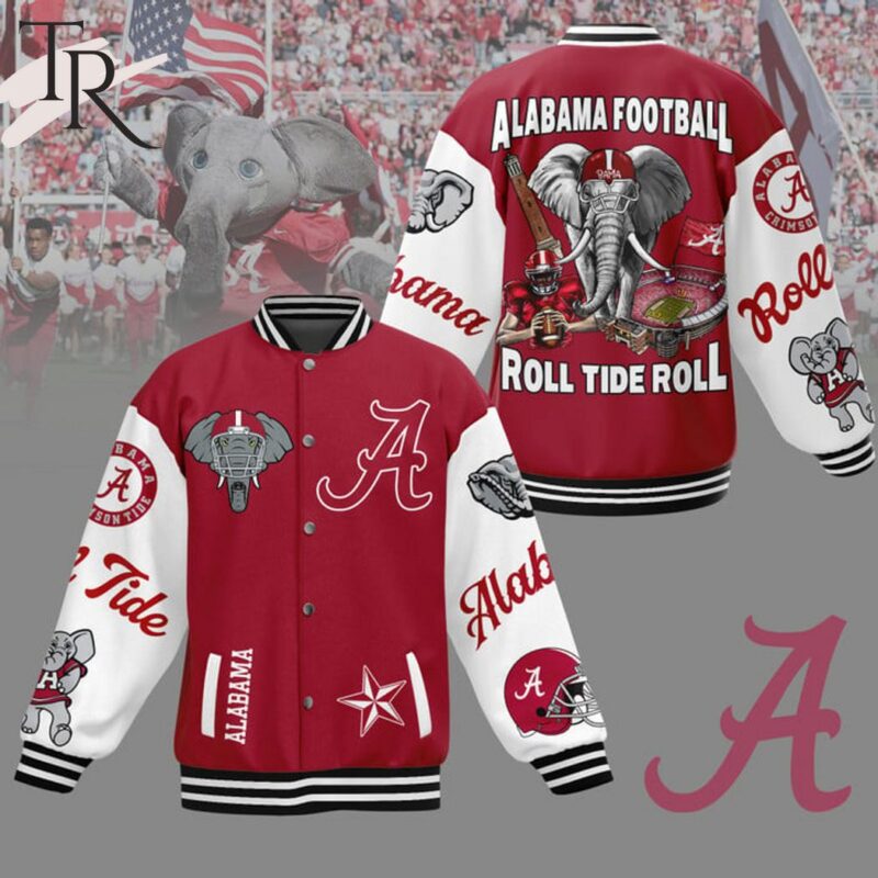 Alabama Crimson Tide Alabama Football Roll Tide Roll Baseball Jacket TBJ1005