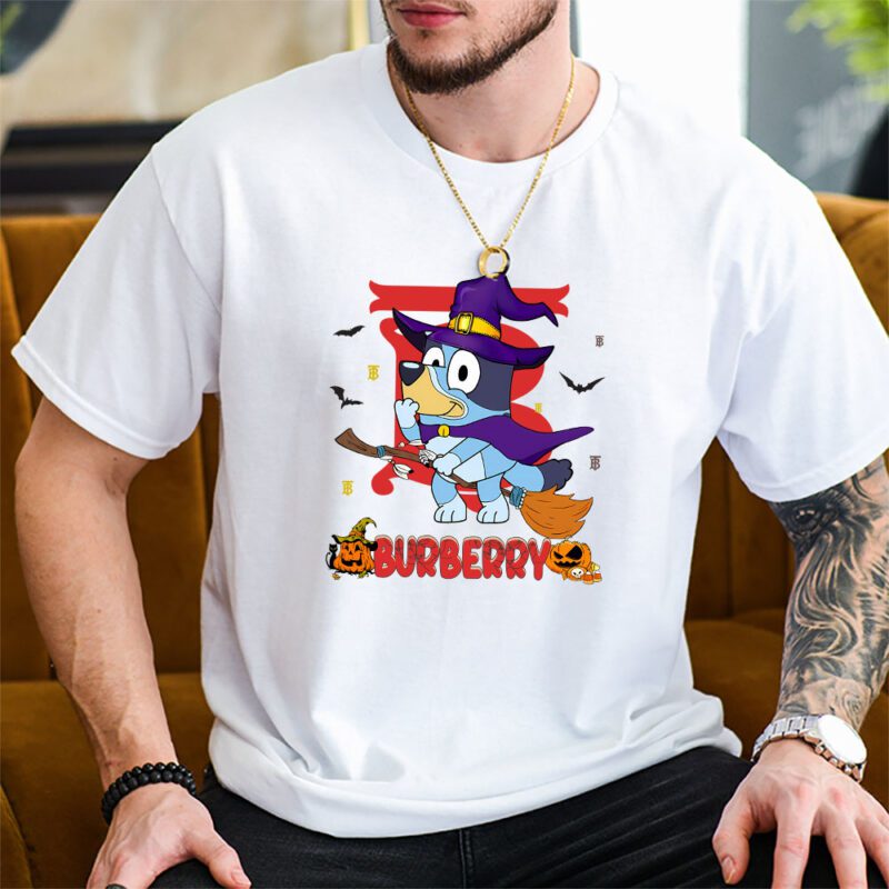 Bluey Happy Halloween Burberry Unisex T Shirt Cotton Tee TAT9243 1