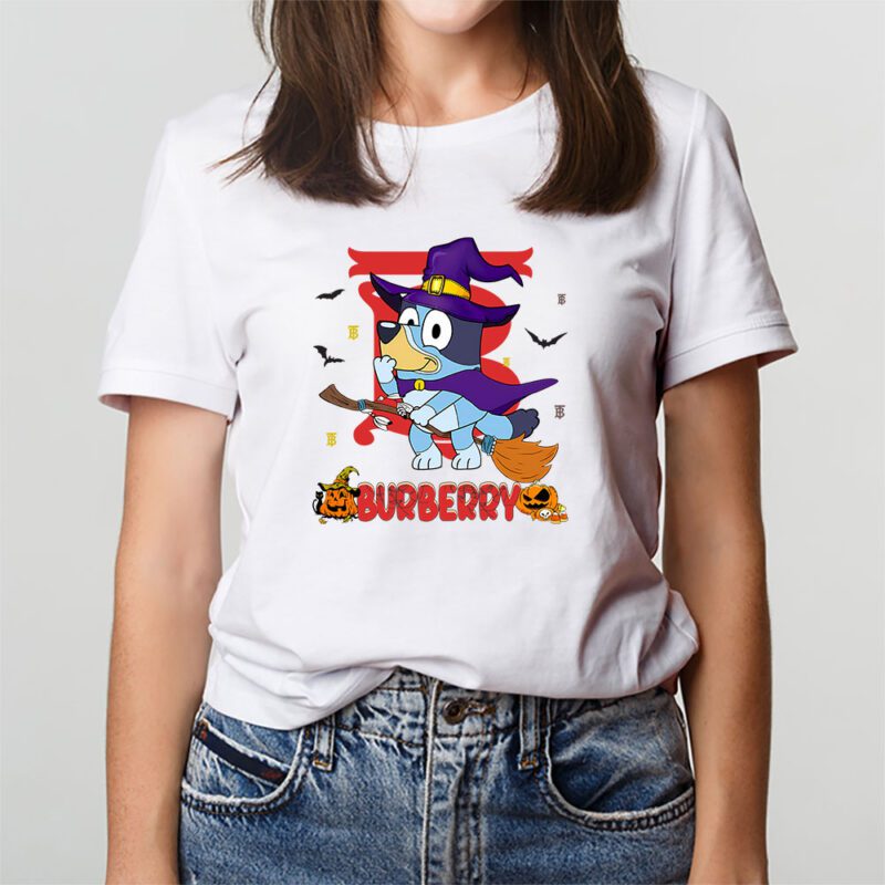 Bluey Happy Halloween Burberry Unisex T Shirt Cotton Tee TAT9243 2