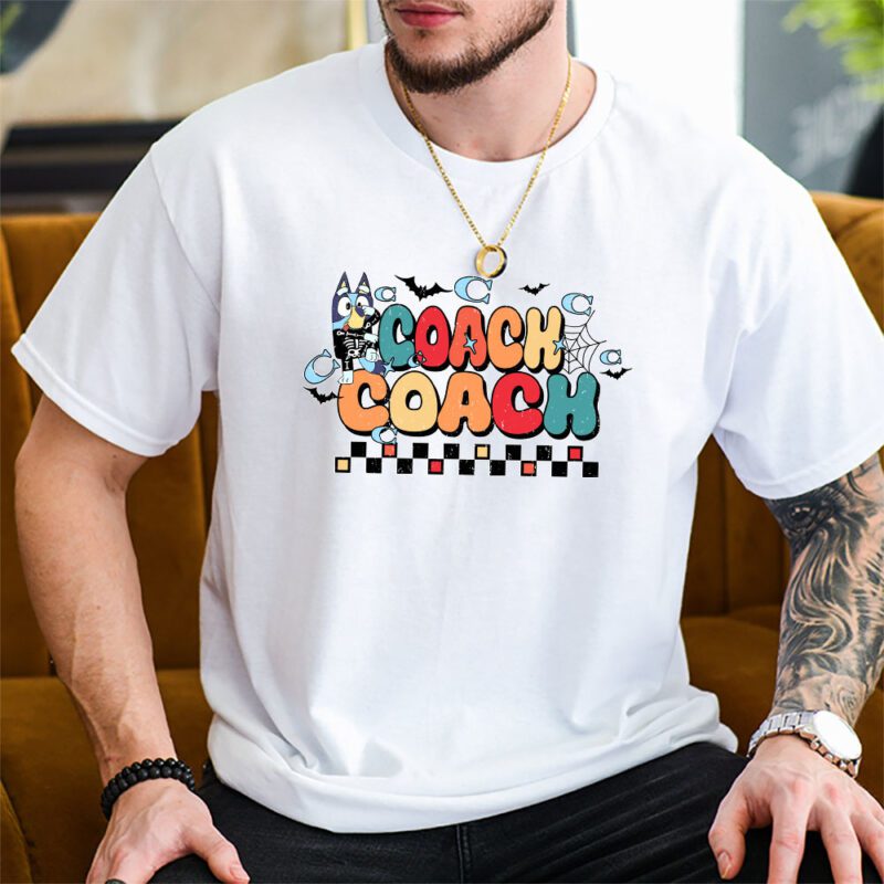 Bluey Happy Halloween Coach Unisex T Shirt Cotton Tee TAT9245 1