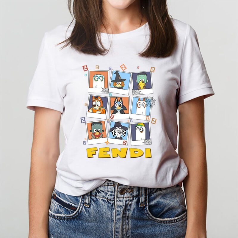 Bluey Happy Halloween Fendi Unisex T Shirt Cotton Tee TAT9256 3