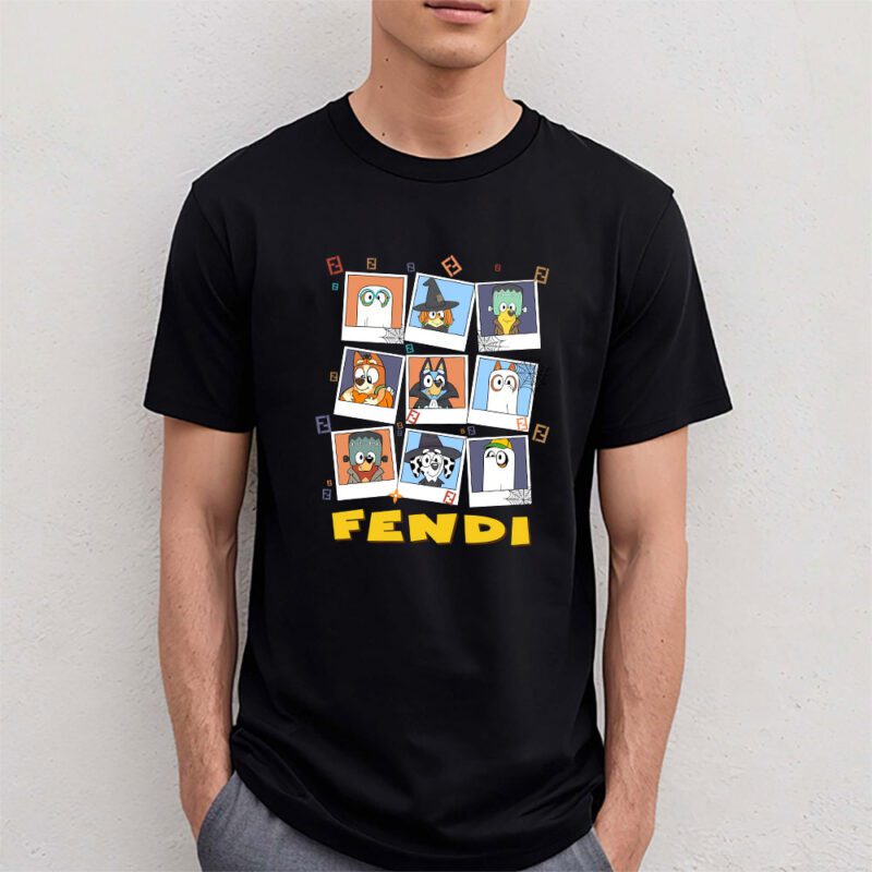 Bluey Happy Halloween Fendi Unisex T Shirt Cotton Tee TAT9256 4