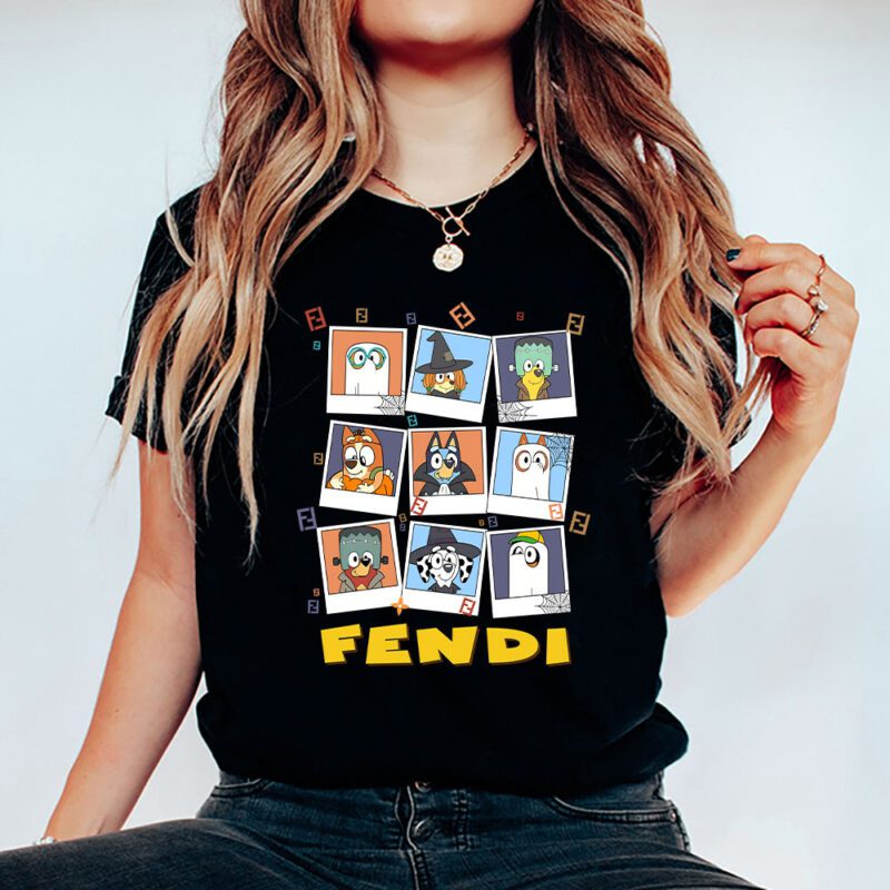 Bluey Happy Halloween Fendi Unisex T Shirt Cotton Tee TAT9256 5