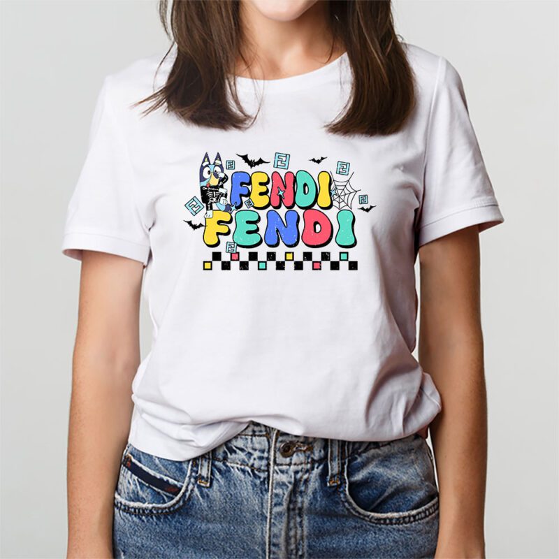 Bluey Happy Halloween Fendi Unisex T Shirt Cotton Tee TAT9257 2