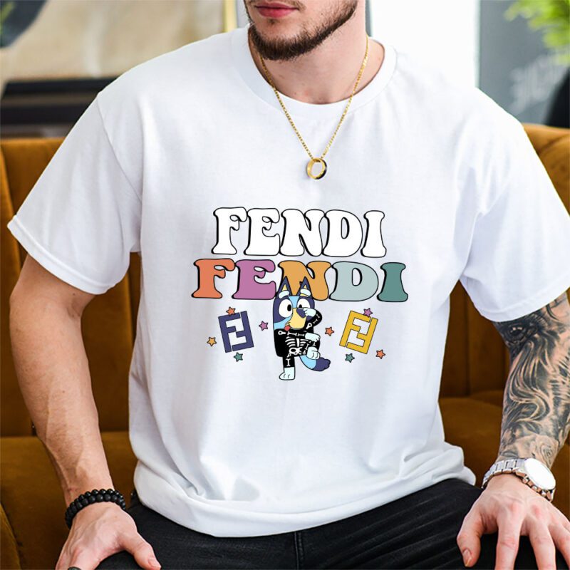 Bluey Happy Halloween Fendi Unisex T Shirt Cotton Tee TAT9258 2