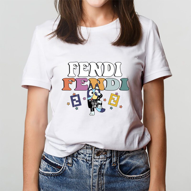 Bluey Happy Halloween Fendi Unisex T Shirt Cotton Tee TAT9258 3