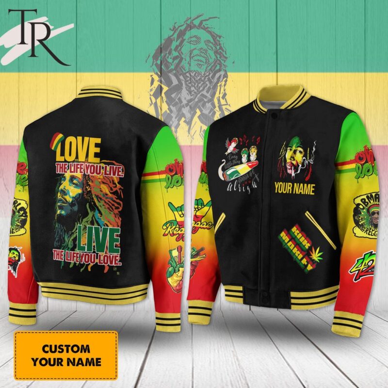 Bob Marley Love The Life You Live - Live The Life You Love Custom Baseball Jacket TBJ1015