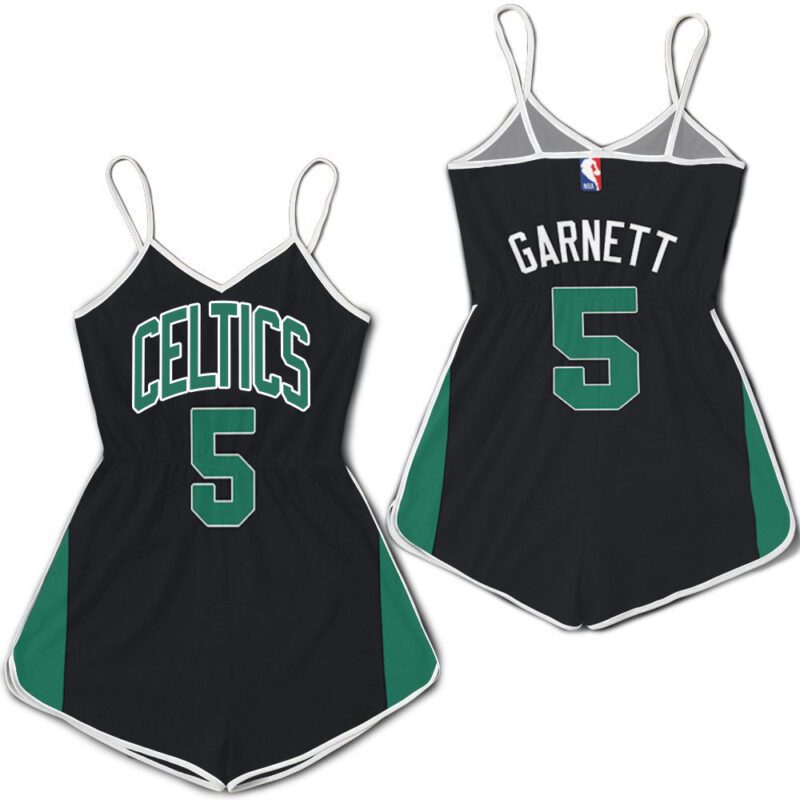 Boston Celtics Kevin Garnett #5 NBA Great Player Black Statement Edition 2019 Gift For Boston Fans Romper Jumpsuit RJ05193