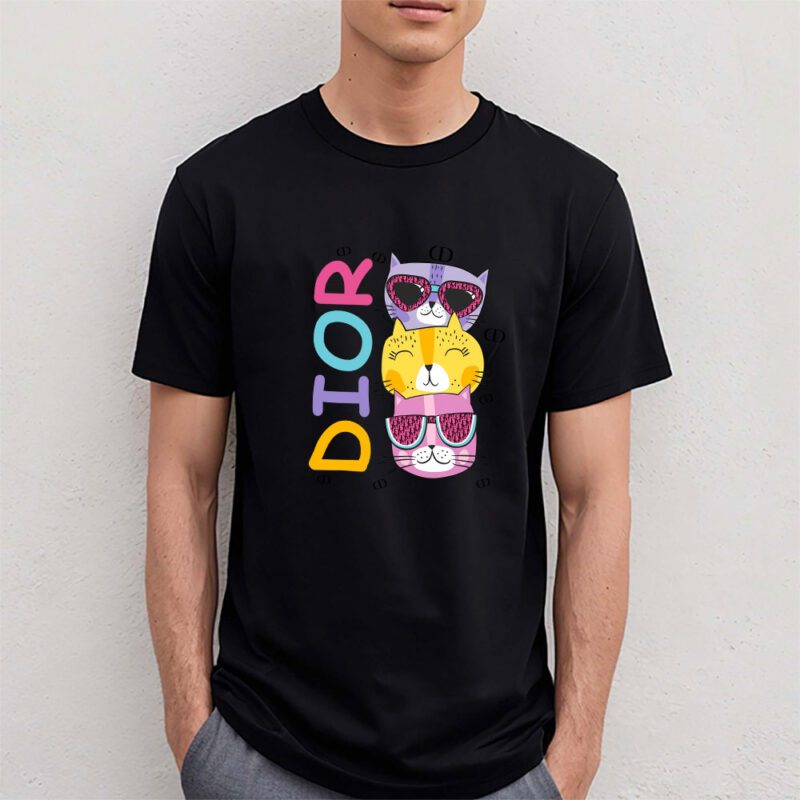 Cartoon Cats In Glasses Fruits Dior Unisex T Shirt TAT5425 4