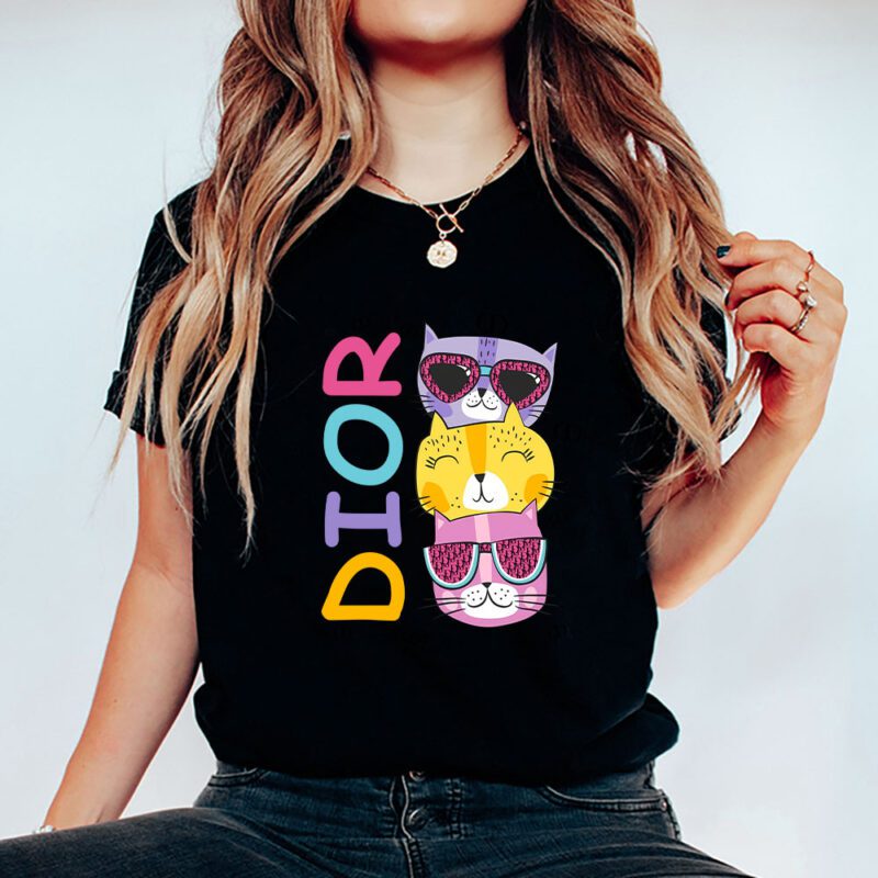 Cartoon Cats In Glasses Fruits Dior Unisex T Shirt TAT5425 5