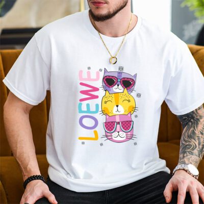 Cartoon Cats In Glasses Fruits Loewe Brand Unisex T-Shirt Cotton Tee TAT6244 1 Cartoon Cats In Glasses Fruits Loewe Brand Unisex T Shirt Cotton Tee TAT6244 1