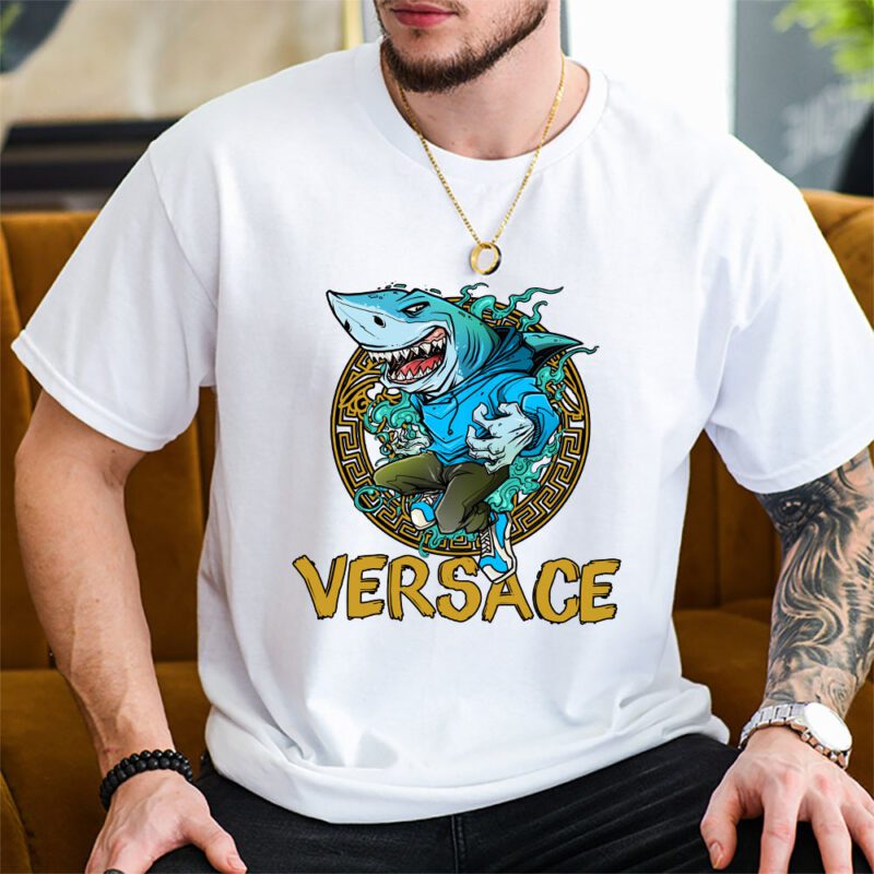 Cartoon Shark Versace Unisex T Shirt TAT5479 2