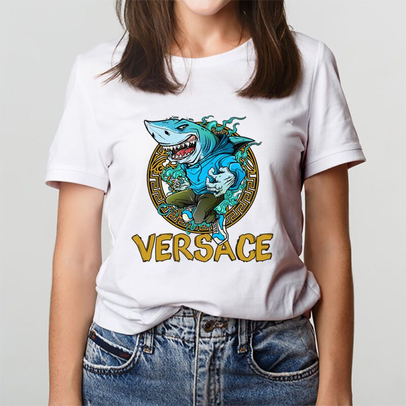 Cartoon Shark Versace Unisex T Shirt TAT5479 3