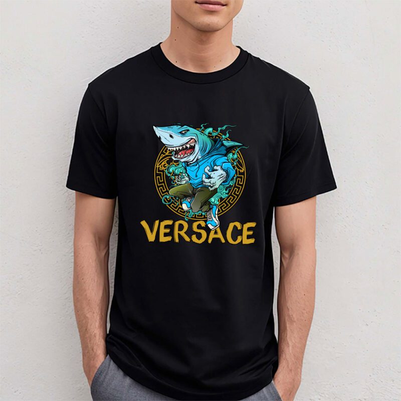 Cartoon Shark Versace Unisex T Shirt TAT5479 4