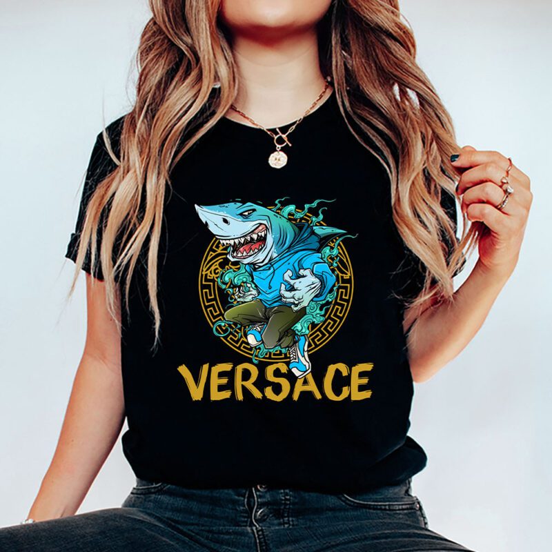 Cartoon Shark Versace Unisex T Shirt TAT5479 5