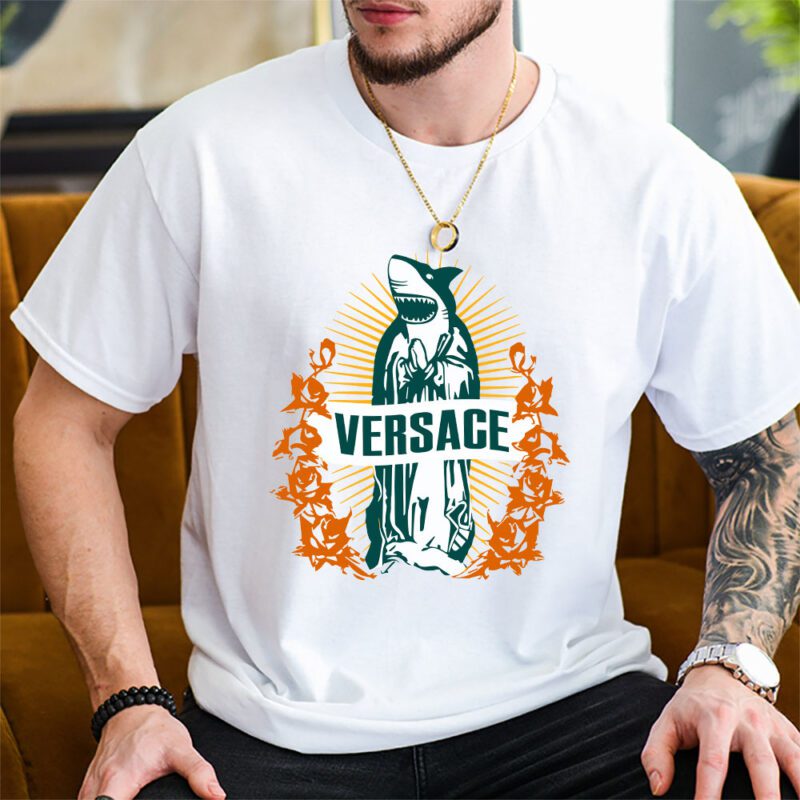 Cartoon Shark Versace Unisex T Shirt TAT5480 2