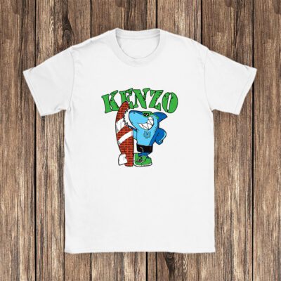 Cartoon Shark With Surfboard Kenzo Unisex T-Shirt TAT5490 1 Cartoon Shark With Surfboard Kenzo Unisex T Shirt TAT5490 1