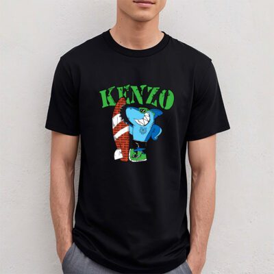 Cartoon Shark With Surfboard Kenzo Unisex T-Shirt TAT5490 4 Cartoon Shark With Surfboard Kenzo Unisex T Shirt TAT5490 4