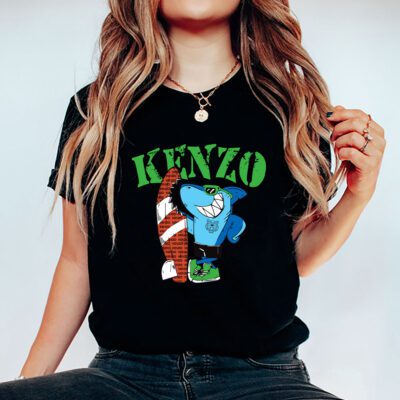 Cartoon Shark With Surfboard Kenzo Unisex T-Shirt TAT5490 5 Cartoon Shark With Surfboard Kenzo Unisex T Shirt TAT5490 5