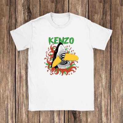 Cartoon Shark With Surfboard Kenzo Unisex T-Shirt TAT5491 1 Cartoon Shark With Surfboard Kenzo Unisex T Shirt TAT5491 1