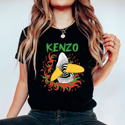 Cartoon Shark With Surfboard Kenzo Unisex T-Shirt TAT5491 5 Cartoon Shark With Surfboard Kenzo Unisex T Shirt TAT5491 5