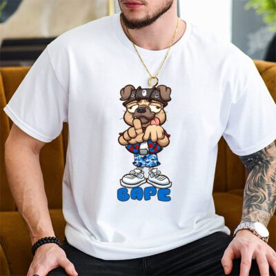 Cholo Pug Dog Making The Los Angeles Hand Sign Bape Brand Unisex T Shirt Cotton Tee TAT6248 2