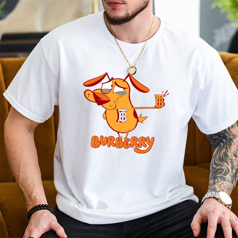 Courage The Cowardly Dog Burberry Unisex T Shirt Cotton Tee TAT7007 2