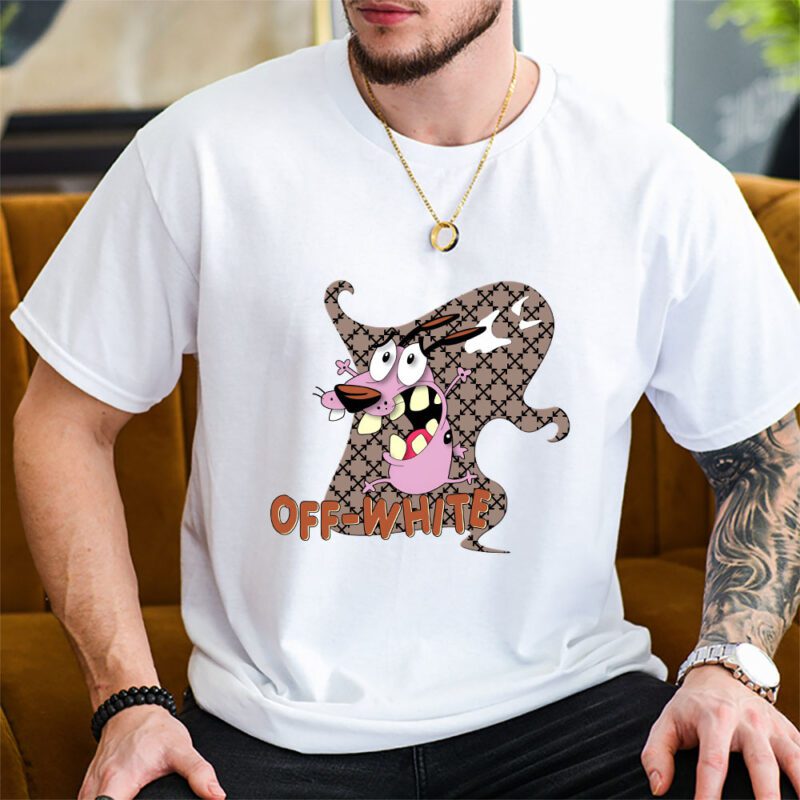 Courage The Cowardly Dog Offwhite Unisex T Shirt Cotton Tee TAT7019 2
