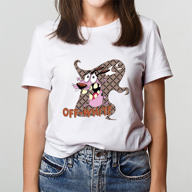 Courage The Cowardly Dog Offwhite Unisex T Shirt Cotton Tee TAT7019 3