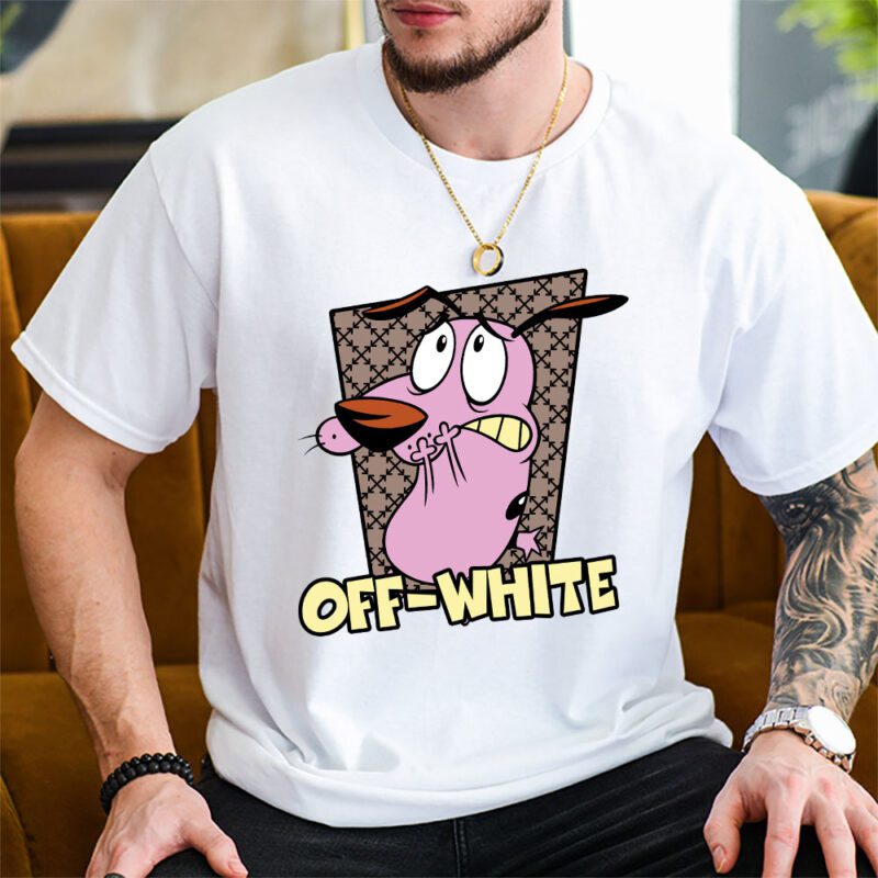 Courage The Cowardly Dog Offwhite Unisex T Shirt Cotton Tee TAT7020 2