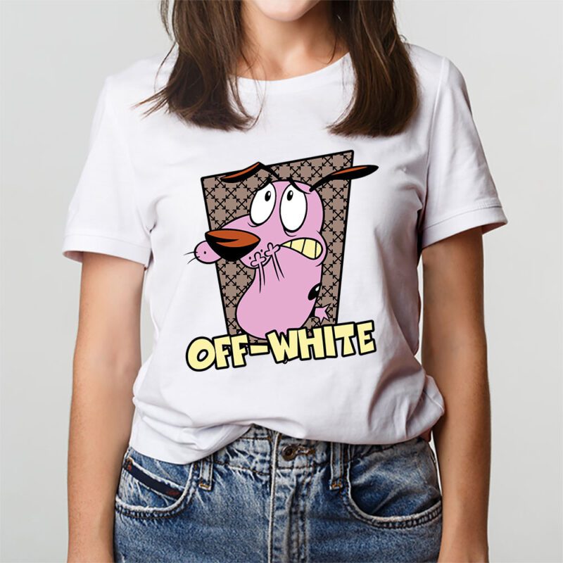 Courage The Cowardly Dog Offwhite Unisex T Shirt Cotton Tee TAT7020 3