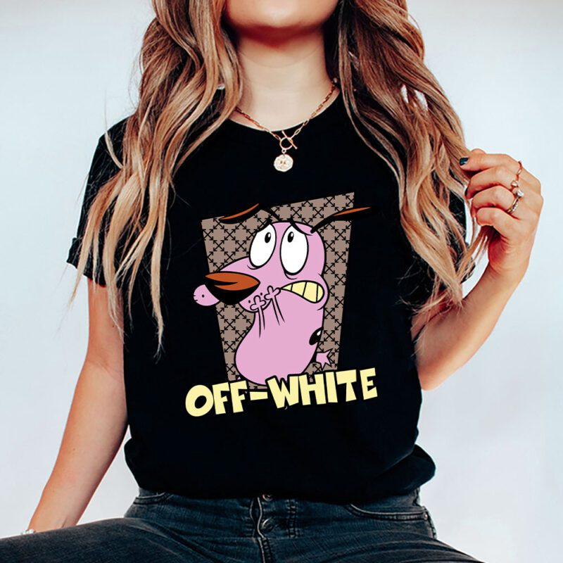Courage The Cowardly Dog Offwhite Unisex T Shirt Cotton Tee TAT7020 5