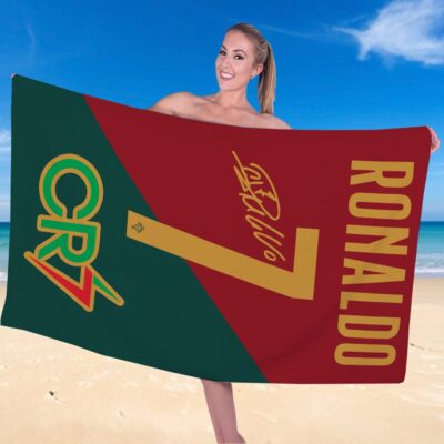 Cristiano Ronaldo x Portugal National Football Team Rectangle Beach Towel WBT1035 1