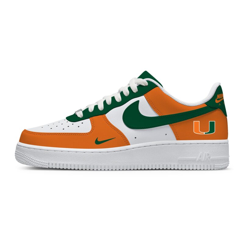 Custom Air Force 1 Low x NCAA Miami Hurricanes AF1 Limited Sneakers For Fan TCB1082