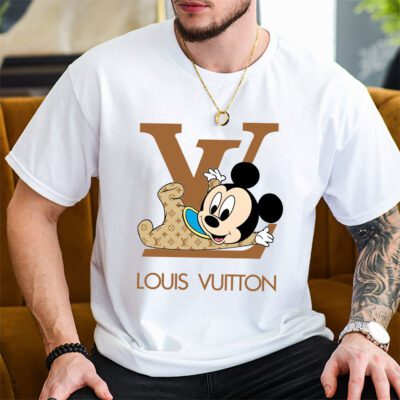 Disney Mickey Louis Vuitton Unisex T Shirt Cotton Tee TAT9813 2