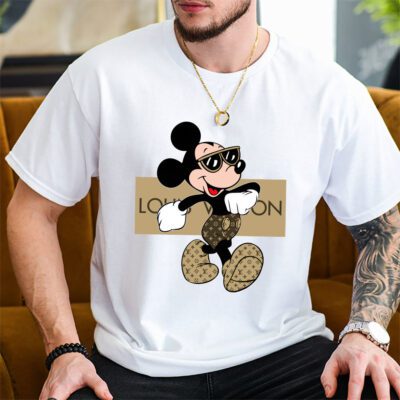 Disney Mickey Mouse Louis Vuitton Unisex T Shirt Cotton Tee TAT14307 2