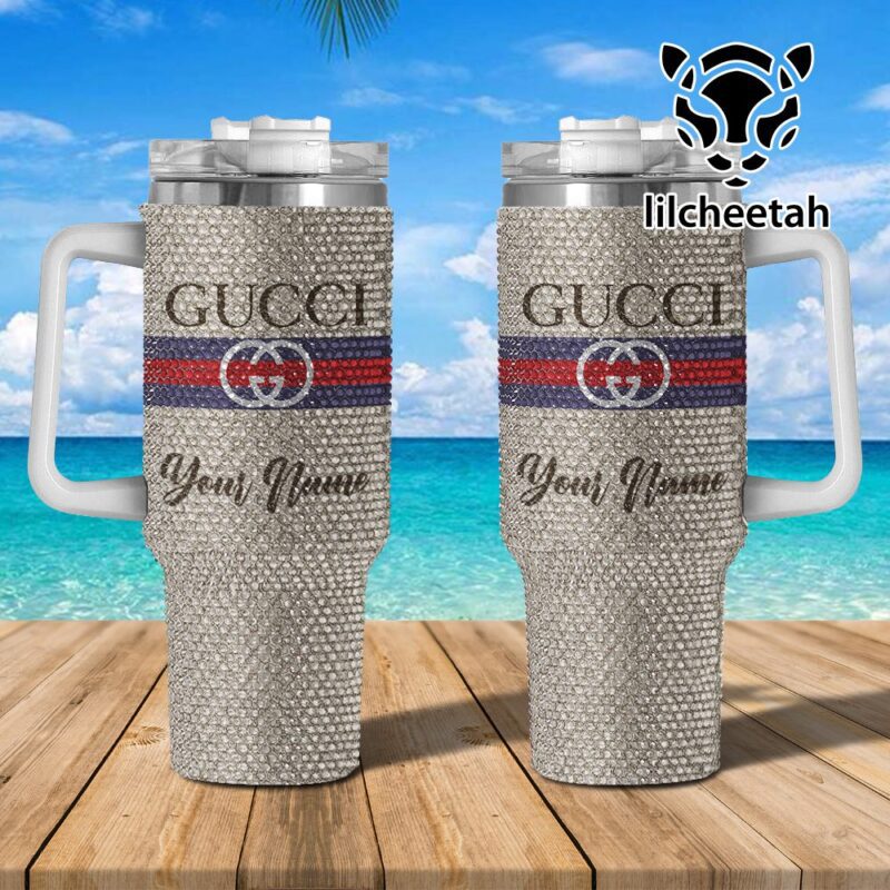 Gucci Brand Custom Rhinestone Diamond Stanley Quencher 40oz Stainless Steel Tumbler MST1000