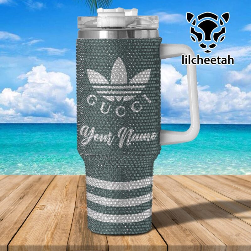 Gucci Brand Custom Rhinestone Diamond Stanley Quencher 40oz Stainless Steel Tumbler MST1003