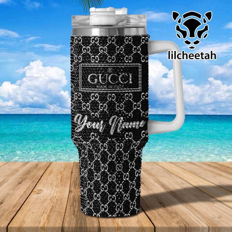 Gucci Brand Custom Rhinestone Diamond Stanley Quencher 40oz Stainless Steel Tumbler MST1004