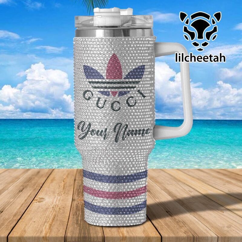 Gucci Brand Custom Rhinestone Diamond Stanley Quencher 40oz Stainless Steel Tumbler MST1010