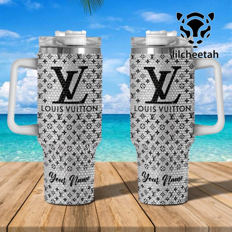 Louis Vuitton Brand Custom Rhinestone Diamond Stanley Quencher 40oz Stainless Steel Tumbler MST1019