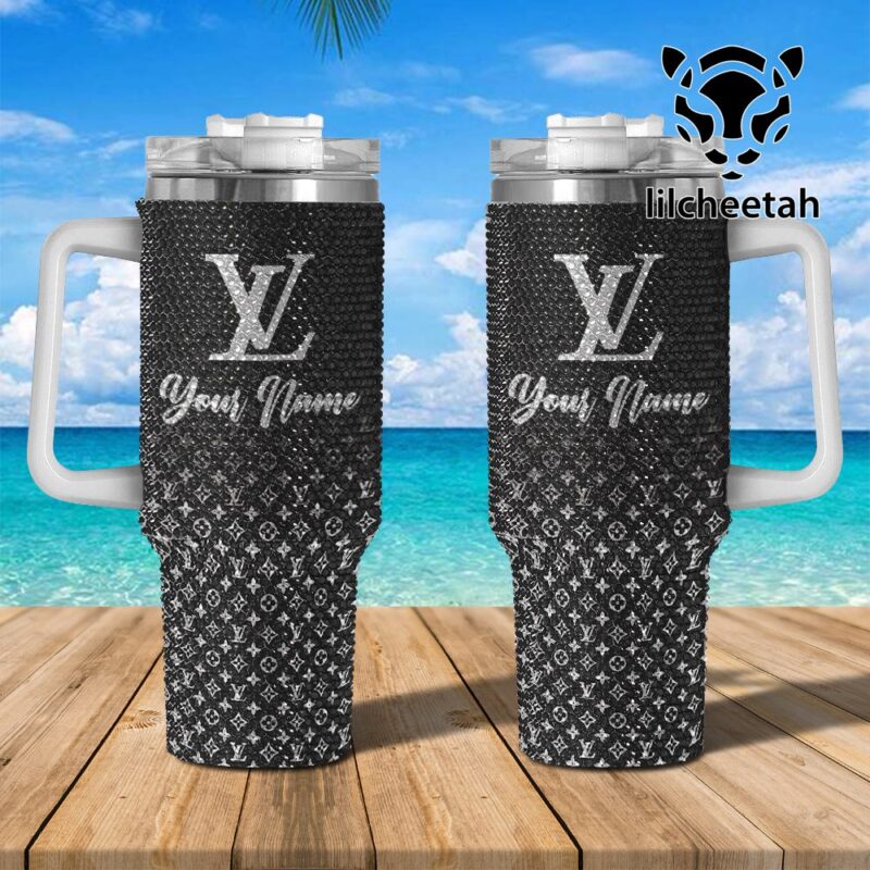 Louis Vuitton Brand Custom Rhinestone Diamond Stanley Quencher 40oz Stainless Steel Tumbler MST1025