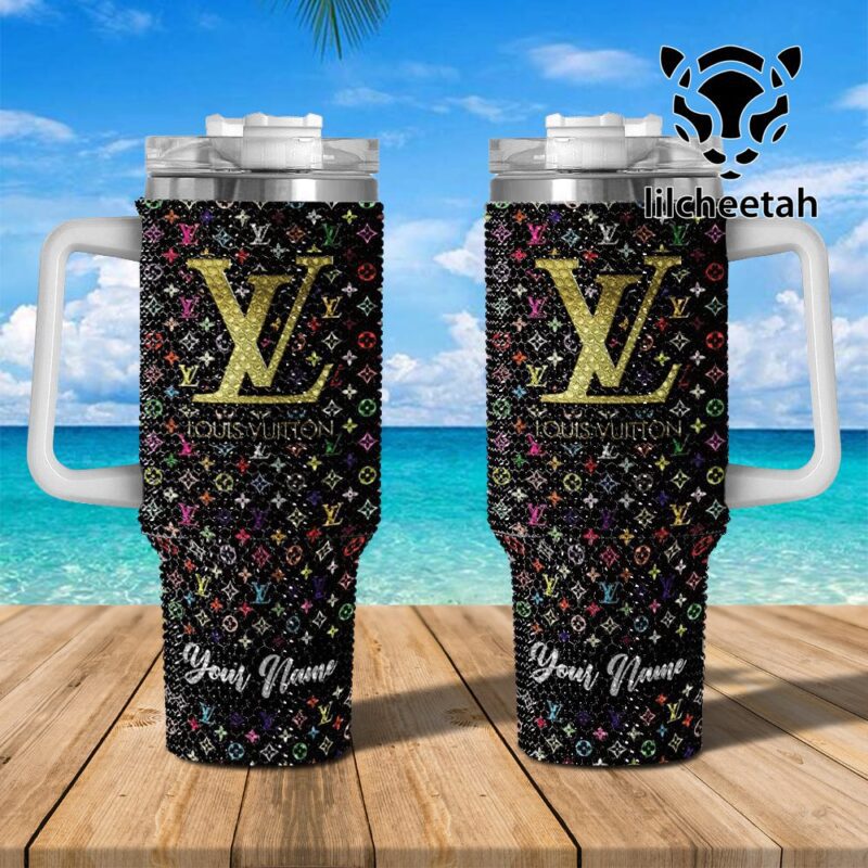 Louis Vuitton Brand Custom Rhinestone Diamond Stanley Quencher 40oz Stainless Steel Tumbler MST1030