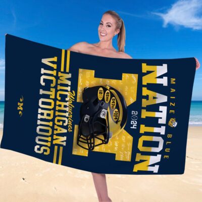 Michigan Wolverines Football Rectangle Beach Towel WBT1042 1