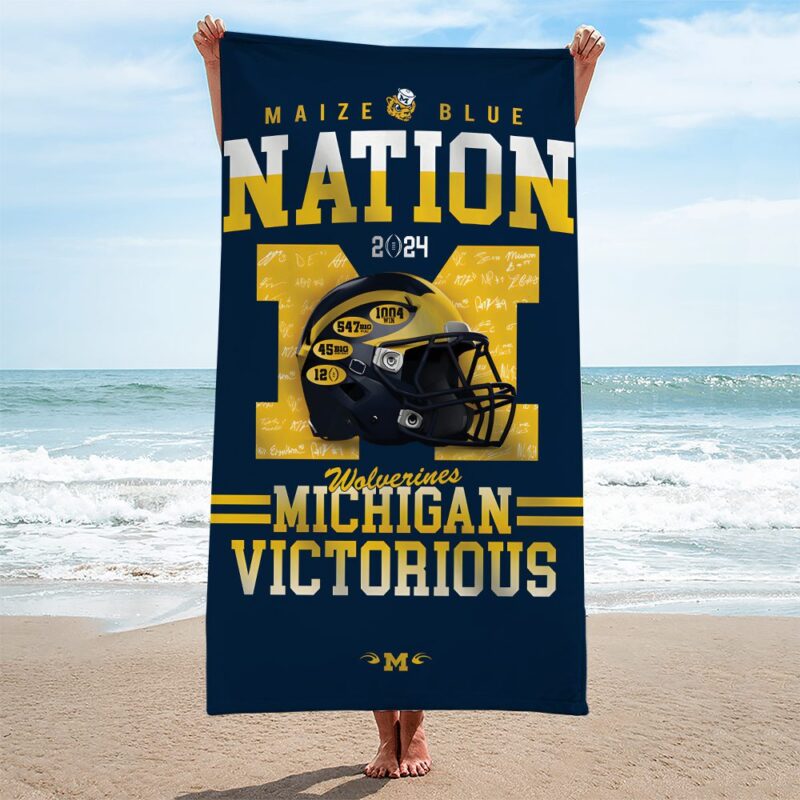 Michigan Wolverines Football Rectangle Beach Towel WBT1042