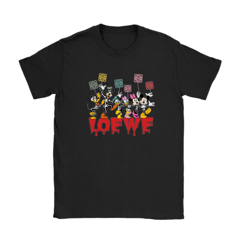 Mickey And Friends Skeleton Halloween Loewe Unisex T-Shirt Cotton Tee TAT10106