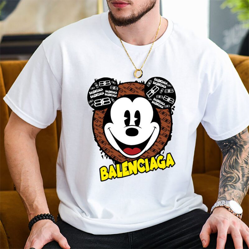 Mickey Mouse Balenciaga Unisex T Shirt Cotton Tee TAT7063 2